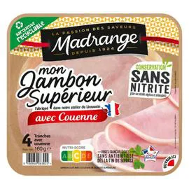 MADRANGE Jambon de porc supérieur avec couenne VPF 160g