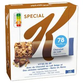 KELLOGG'S, SPECIAL K Barres céréales chocolat au lait 6x20g
