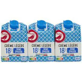 AUCHAN Crème légère semi-épaisse 18% 3x20cl