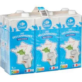 CARREFOUR CLASSIC' Lait demi-écrémé 6x1l