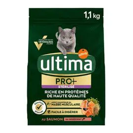 ULTIMA Croquettes pour chat Adulte stérilisé au saumon 1,1kg