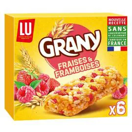 LU, GRANY Barres de céréales aux fraises et aux framboises 108g