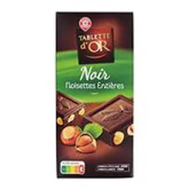 MARQUE REPÈRE, TABLETTE D'OR Chocolat Noir noisettes entières 200g