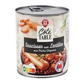 MARQUE REPÈRE, CÔTÉ TABLE Saucisses lentilles 840g