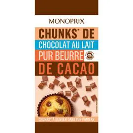 MONOPRIX Chunk's de chocolat au lait pur buerre de cacao 100g