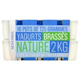 MONOPRIX Yaourt brassé nature 16x125g