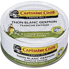 CAPITAINE COOK Thon blanc Germon tranche entière huile d'olive vierge extra 104g