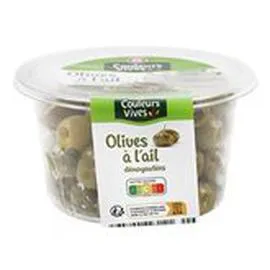 MARQUE REPÈRE, COULEURS VIVES Olives à l'ail 150g