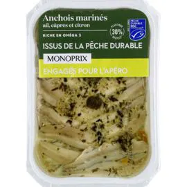 MONOPRIX Anchois marinés ail câpres citron 150g