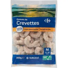 CARREFOUR Queues de crevettes crues décortiquées 300g