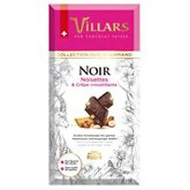 VILLARS Tablette chocolat noir Noisettes crêpes 180g