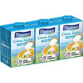 PÂTURAGES Crème légère fluide 12% MG UHT 3x20cl