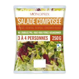 MONOPRIX Salade composée frisée, iceberg, scarole, chicorée rouge 250g
