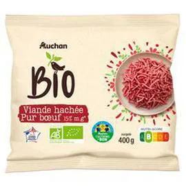 AUCHAN BIO Viande hachée pur boeuf 15% MG 400g