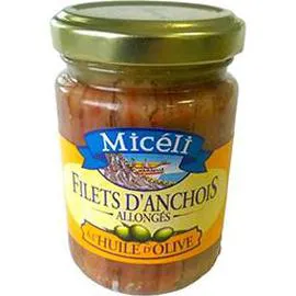 MICÉLI Filets d'anchois allongés à l'huile d'olive 150g