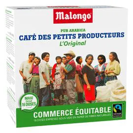 MALONGO Café dosettes Compatibles pur arabica 16x6,5g