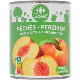 CARREFOUR CLASSIC' Fruits au sirop pêches demi-fruits 465g