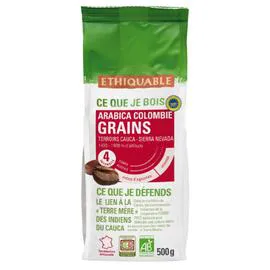 ÉTHIQUABLE Café en grains pur arabica Colombie Bio 500g