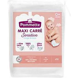 POMMETTE Maxi Carrés Sensitive visage & corps à l'aloe vera x50