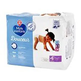 MARQUE REPÈRE, MOTS D'ENFANTS Couches bébé T4+ Douceur - 9/20kg - x70 changes x70