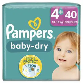 PAMPERS Couches Bébé Baby-Dry Taille 4+ - 10Kg-15Kg x40