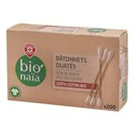 MARQUE REPÈRE, BIONAÏA Coton-tige Bio - bâtonnets ouatés x200