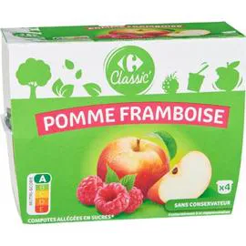 CARREFOUR CLASSIC' Compote pommes framboises 4x100g