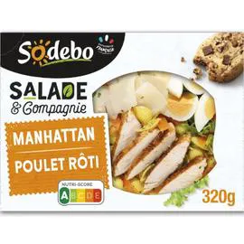 SODEBO Salade Manhattan pâtes crudités Oeuf poulet rôti fromage 320g