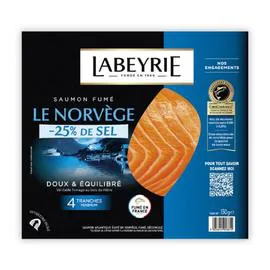 LABEYRIE Saumon fumé Le Norvège réduit en sel 130g