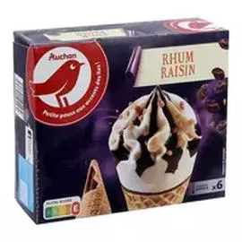AUCHAN Cône glacé rhum raisin 418g