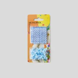 MONOPRIX Maison 20 Bougies Bobèches Bleu l'unité