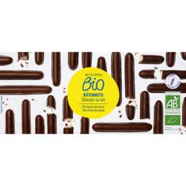 MONOPRIX BIO Bâtonnets chocolat au lait bio 125g