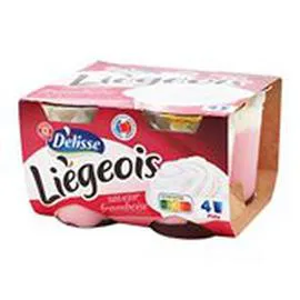 MARQUE REPÈRE, DÉLISSE Desserts Liégois Framboise 4x100g