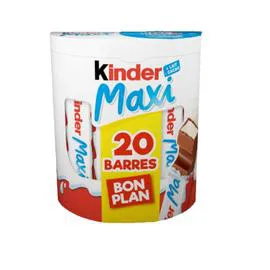 KINDER, MAXI Barres chocolat au lait fourrées au lait 420g