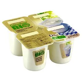 CARREFOUR BIO Yaourt nature brassé Bio 4x125g