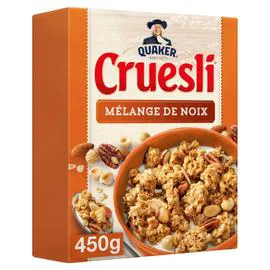 QUAKER, CRUESLI Céréales mélange de noix 450g