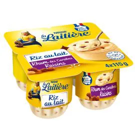 NESTLÉ, LA LAITIÈRE Riz au lait rhum raisins 4x115g