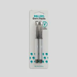 MONOPRIX Stylo Roller Encre Liquide Noir x2