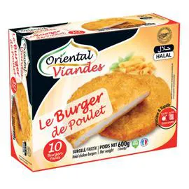ORIENTAL VIANDES Burgers halal de poulet 10x60g