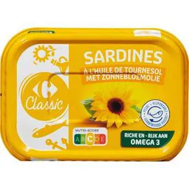 CARREFOUR CLASSIC' Sardines à l'huile de tournesol 95g