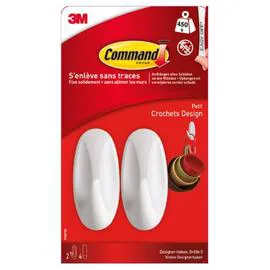 COMMAND Crochet plastique avec languettes adhésives petit modèle x2