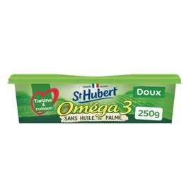 ST HUBERT Margarine Doux Sans Huile de Palme 100% Végétal Oméga 3 250g