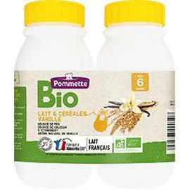 POMMETTE BIO Lait & céréales vanille BIO, dès 6 mois 2x250ml