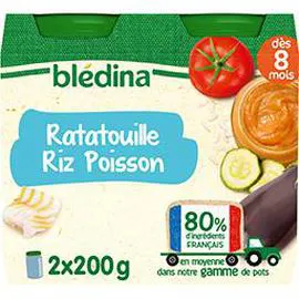 BLÉDINA Petit pot bébé Riz ratatouille poisson - dès 8 mois 2x200g