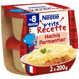 NESTLÉ, P'TITE RECETTE Plat bébé hachis parmentier - dès 8 mois 2x200g