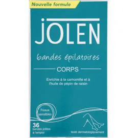 JOLEN Bandes épilatoires corps, peaux sensibles x36