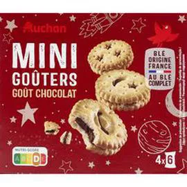 AUCHAN Mini goûters biscuits fourrés au chocolat sachets fraîcheur 168g