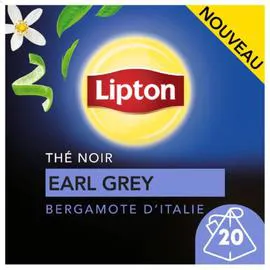 LIPTON Thé noir earl grey à la bergamote d'Italie x20