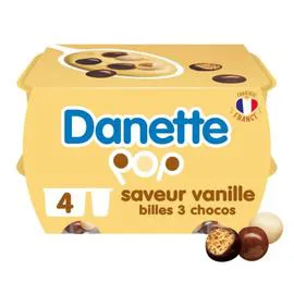 DANONE, DANETTE POP Crème dessert vanille avec billes 3 chocolats 4x117g