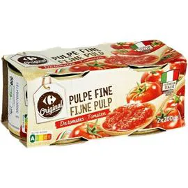 CARREFOUR ORIGINAL Pulpes de tomates fine 2x200g